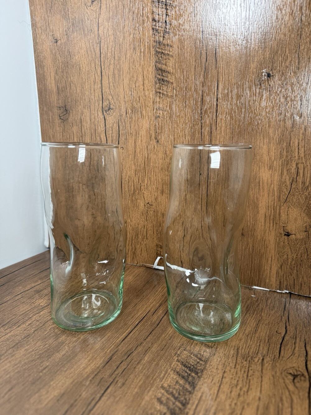 Post Modernist Recycled Green Bottle Highball Blown Glass Set Of 2